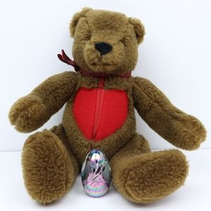 Vintage 1985 Mattel Emotions Plush Brown Teddy Bear G1232 Zipper Heart Jointed